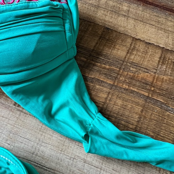 Rare Beach Bunny teal bikini push up top, scrunch bottom - Picture 5 of 6